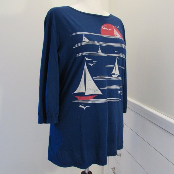 Blue Platypus Cotton Sailboat 3/4 Sleeve Tee Size XL - Picture 6 of 14